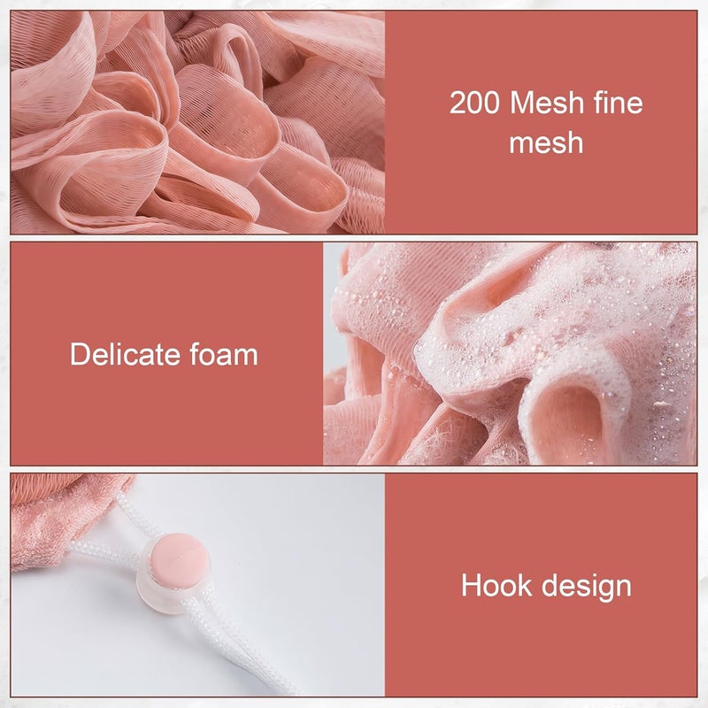 PKRFCJ 3 Pcs Soap Bar Loofah, 2 in 1 Bar Soap Loofah Pouch Can Hold Soap Effective Exfoliation for Bathing (Khaki + Coffee + Pink) - Image 4